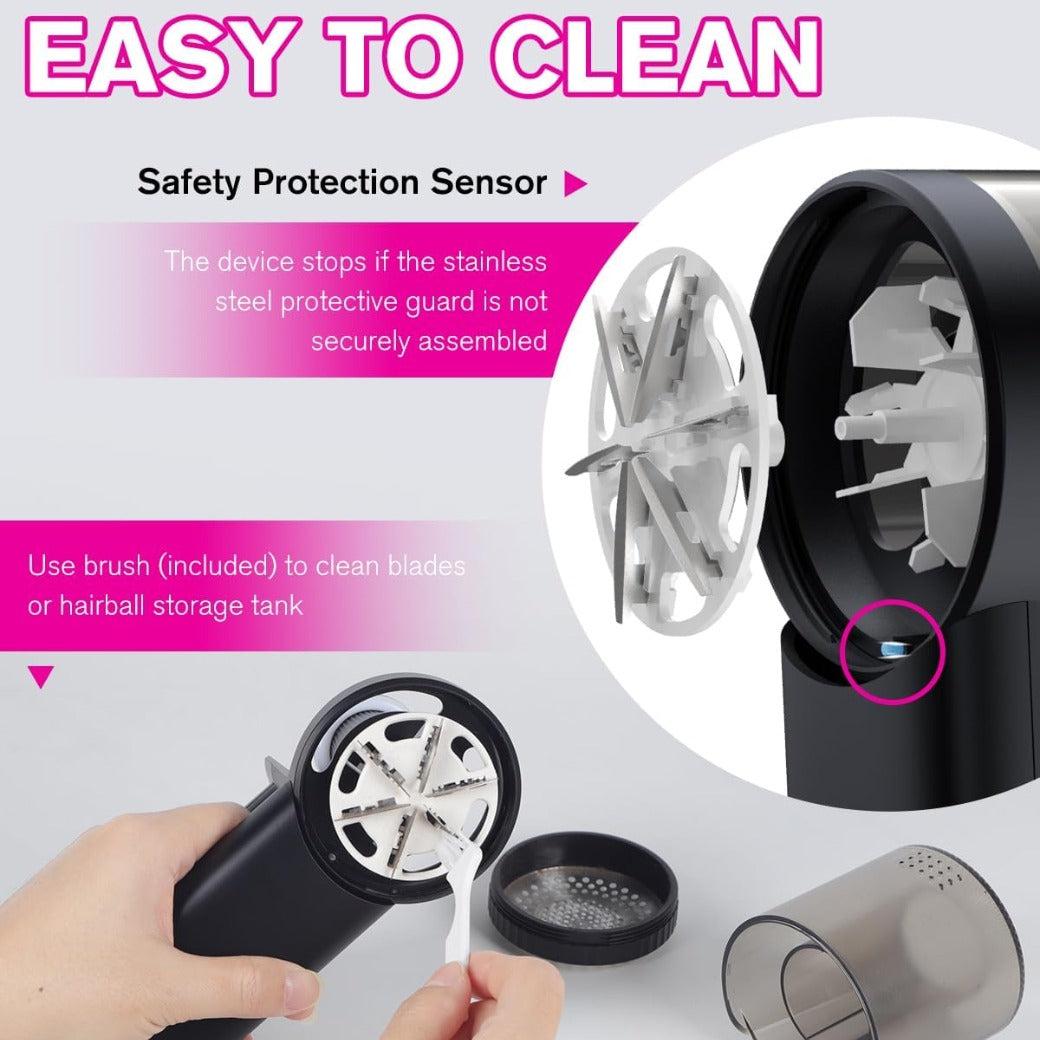 Homtronics Electric Lint Remover, 2000mAh Rechargeable Bobble Shaver for Clothes and Furniture, Adjustable 3-Speed, 6-Leaf Blade, LED Display, Quick and Effective Removal of Pills and Bobbles (Black)