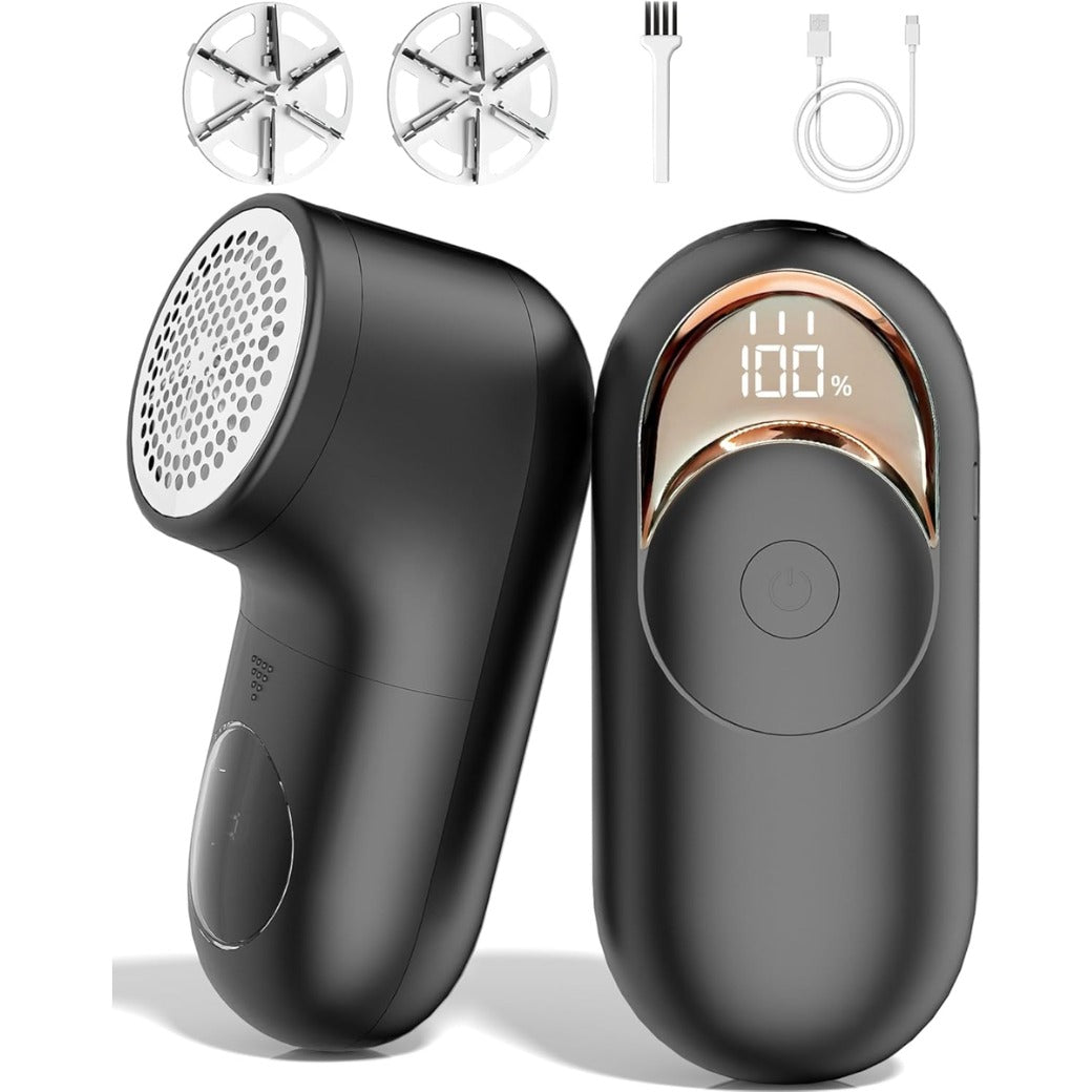 Lint Remover, Bobble Remover for Clothes, Rechargeable Fabric Shaver with LED Display & 3 Speeds, Effectively Sweater Defuzzer Remove Fluff, Lint, and Bobbles, Black, 1 pcs