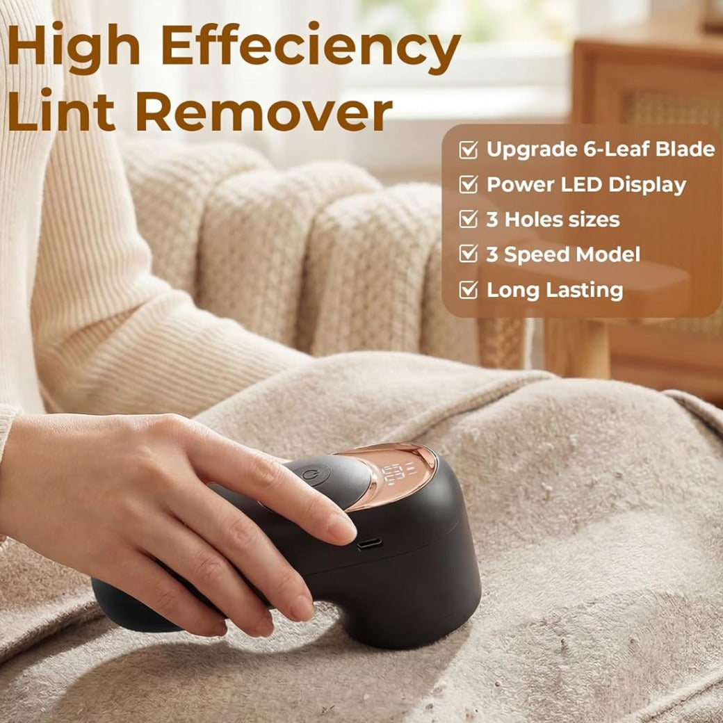 Lint Remover, Bobble Remover for Clothes, Rechargeable Fabric Shaver with LED Display & 3 Speeds, Effectively Sweater Defuzzer Remove Fluff, Lint, and Bobbles, Black, 1 pcs