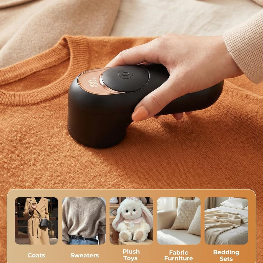 Lint Remover, Bobble Remover for Clothes, Rechargeable Fabric Shaver with LED Display & 3 Speeds, Effectively Sweater Defuzzer Remove Fluff, Lint, and Bobbles, Black, 1 pcs