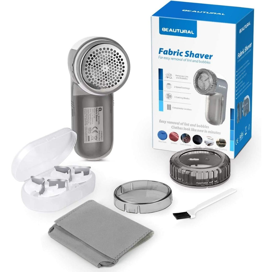 BEAUTURAL Portable Fabric Shaver and Lint Remover with 2-Speeds, Adjustable Shave Height, Quickly and Effectively Remove Fluff, Lint, and Bobbles
