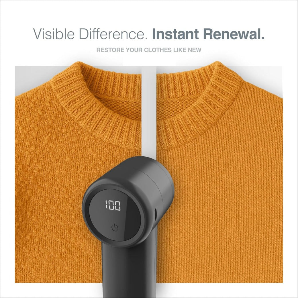 PORTENTUM Lint Remover – Electric Fabric Shaver – LED Display, 3 Speeds up to 9,000 RPM, 6-Blade Head, Up to 2h Runtime, USB-C Rechargeable, Compact and Powerful for Garments & Home Fabrics