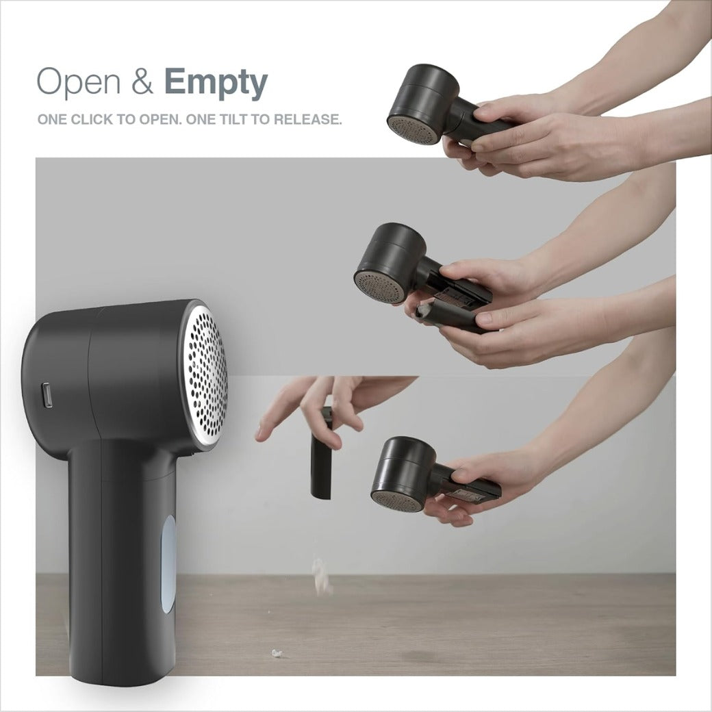 PORTENTUM Lint Remover – Electric Fabric Shaver – LED Display, 3 Speeds up to 9,000 RPM, 6-Blade Head, Up to 2h Runtime, USB-C Rechargeable, Compact and Powerful for Garments & Home Fabrics