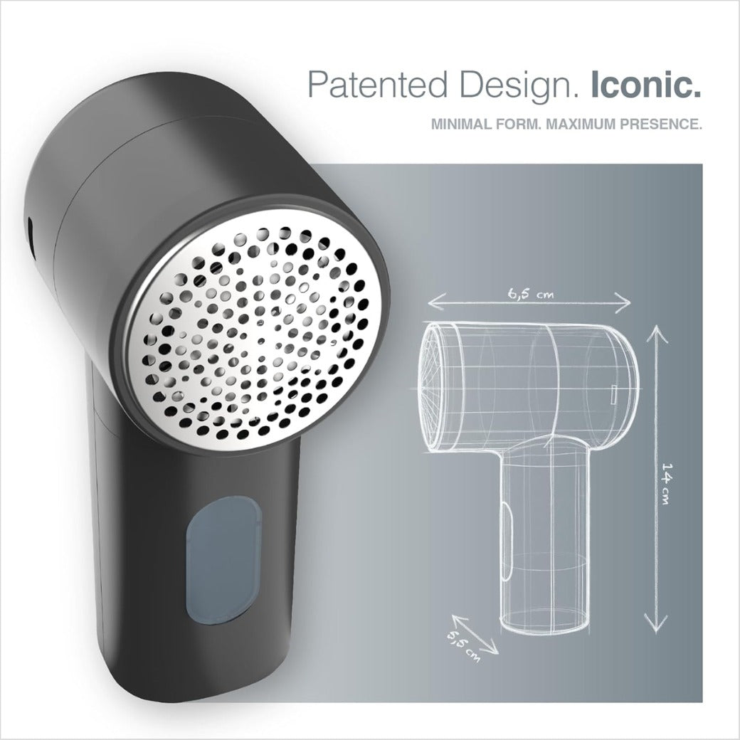 PORTENTUM Lint Remover – Electric Fabric Shaver – LED Display, 3 Speeds up to 9,000 RPM, 6-Blade Head, Up to 2h Runtime, USB-C Rechargeable, Compact and Powerful for Garments & Home Fabrics