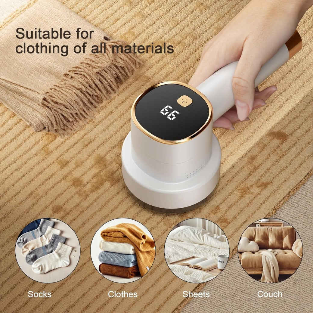 Electric Lint Remover with LED Display, Rechargeable Fabric Shaver, Lint Shaver, 6-Blade, 3-Speed Defuzzer Remove Fuzz, Pills for Clothes, Upholstery, Furniture