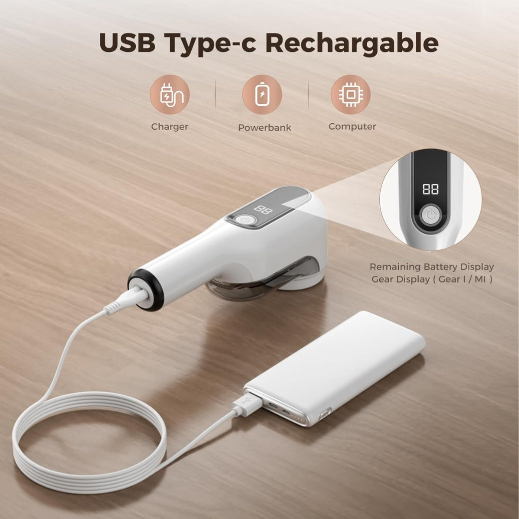 Clothes Fabric Shaver 2-in-1 Lint Remover with LED Display & 3 Blades