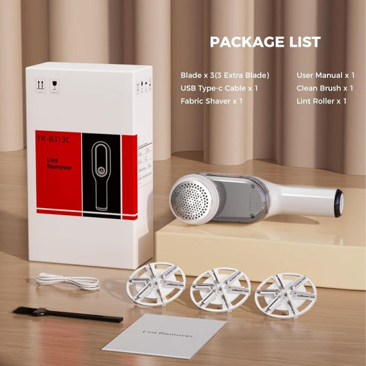 Clothes Fabric Shaver 2-in-1 Lint Remover with LED Display & 3 Blades