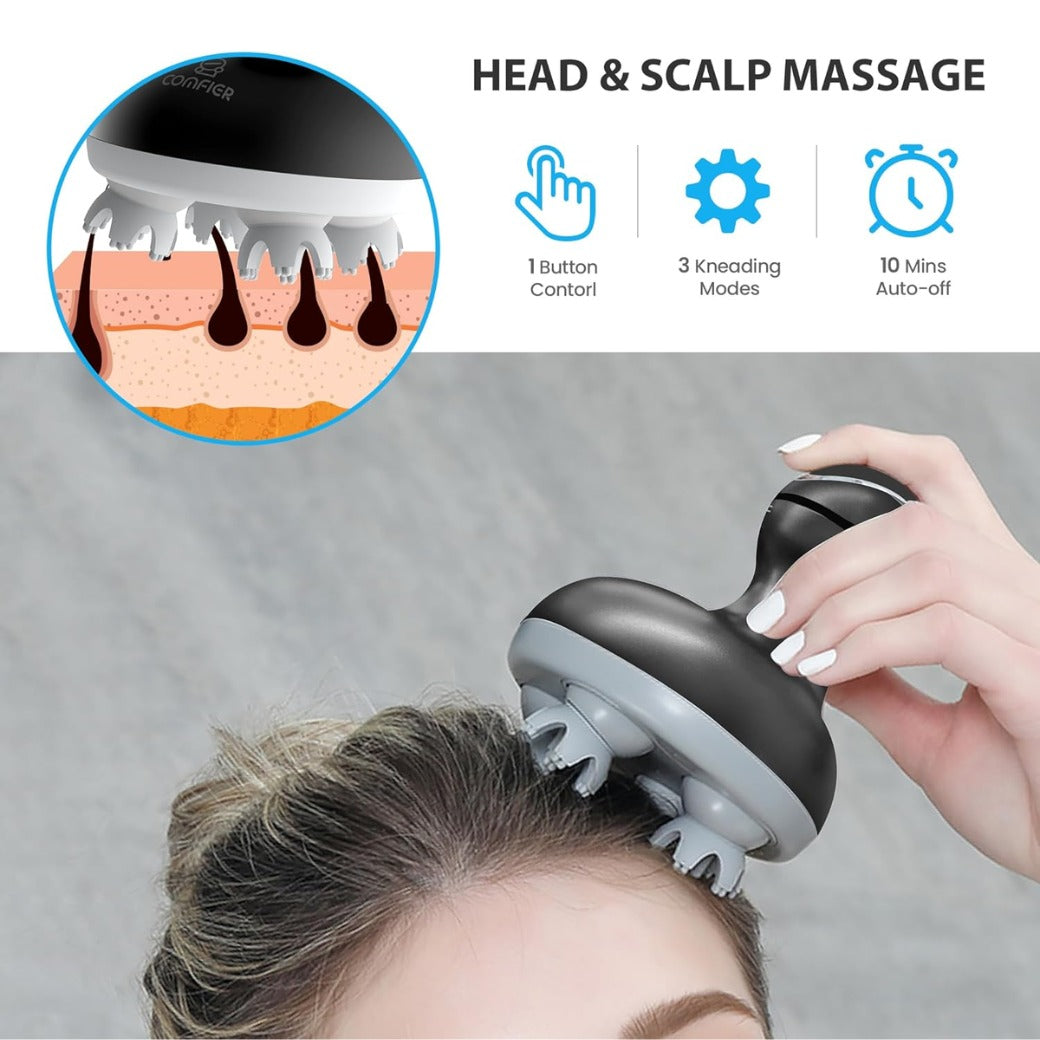 COMFIER Electric Scalp Massager, Waterproof Head Massage with Mutlti-Modes Vibration, Handheld Portable Head Scratcher for Hair Growth, Dog Cat Massager for Deep Clean and Stress Relax, Gifts