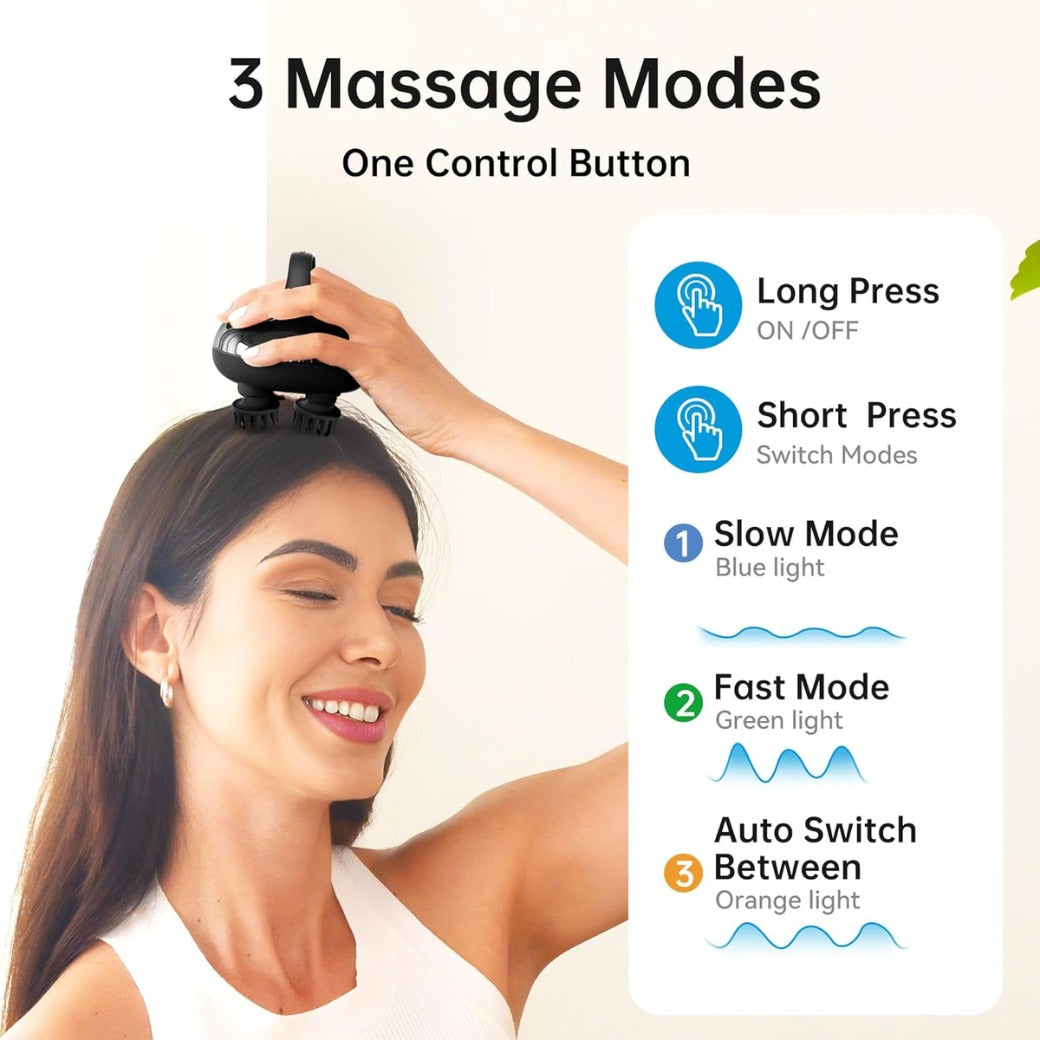 COMFIER Cordless Head Massager Scalp, Electric Scalp Massager Hair Growth, Portable Handheld Massager with 3 kneading Modes, Waterproof,8 Claws for Body Relaxation