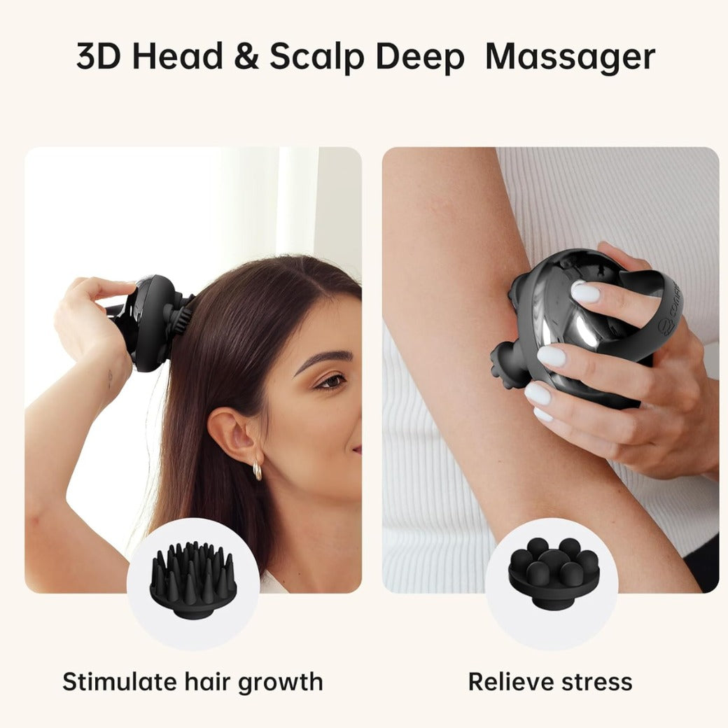 COMFIER Cordless Head Massager Scalp, Electric Scalp Massager Hair Growth, Portable Handheld Massager with 3 kneading Modes, Waterproof,8 Claws for Body Relaxation