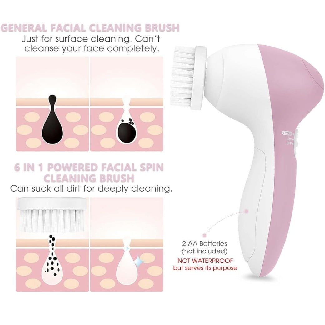 Facial Cleansing Brush Face Scrubber: CLSEVXY Electric Face Spin Cleanser Brushes with 6 Brush Heads for Deep Cleansing, Gentle Exfoliating