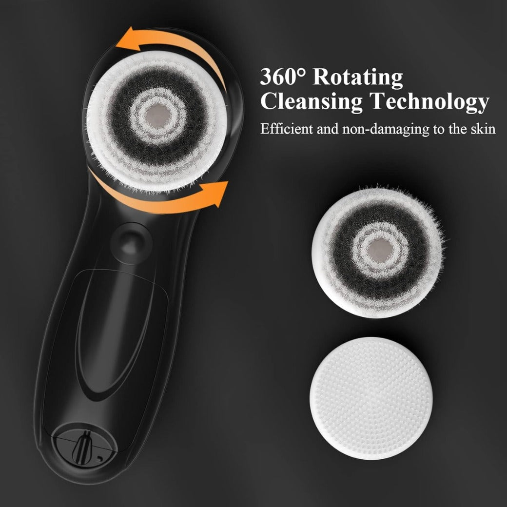TOUCHBeauty Facial Cleansing Brush for Men, Face Cleansing Brush Electric with Stand, 3 Brush Heads, 2 Speeds, IPX5 Waterproof, Battery-Powered