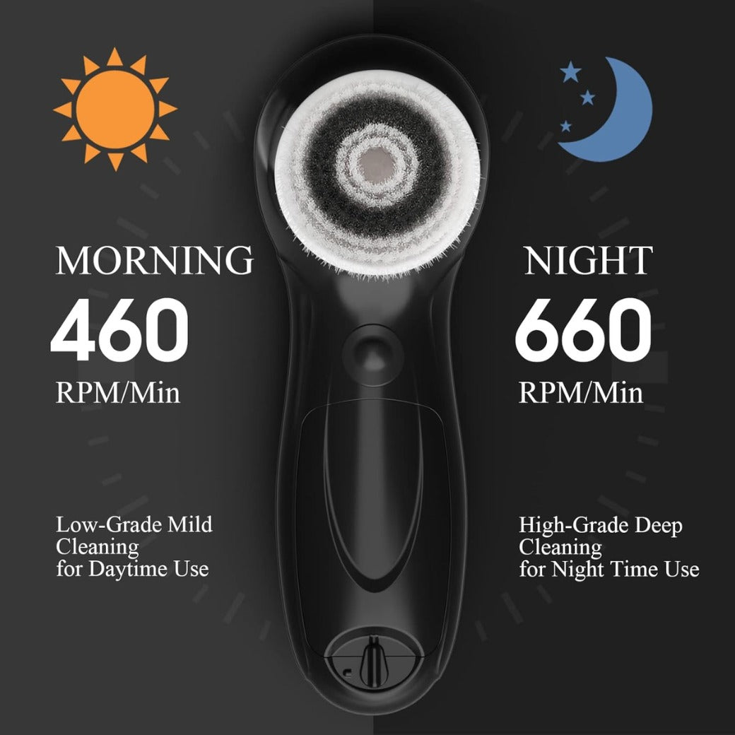 TOUCHBeauty Facial Cleansing Brush for Men, Face Cleansing Brush Electric with Stand, 3 Brush Heads, 2 Speeds, IPX5 Waterproof, Battery-Powered