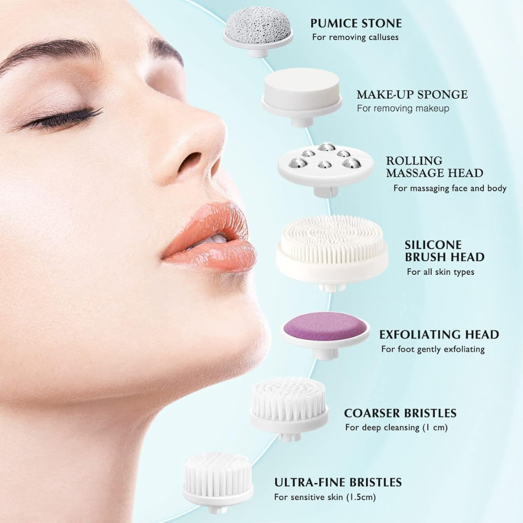 COSLUS Facial Spin Brush Face Cleansing: 7 in 1 Electric Exfoliator Spinning Cleanser Device Waterproof Face Gentle Cleanning, Exfoliating