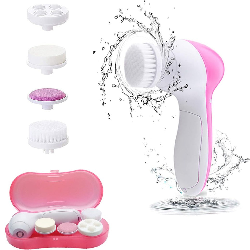 Facial Cleansing Brush Face Brush Electric Face Massager Facial Cleansing Spin Brush Set for Gentle Exfoliating,Removing Blackhead Gift Skincare for Teenage Girl(Pink1)