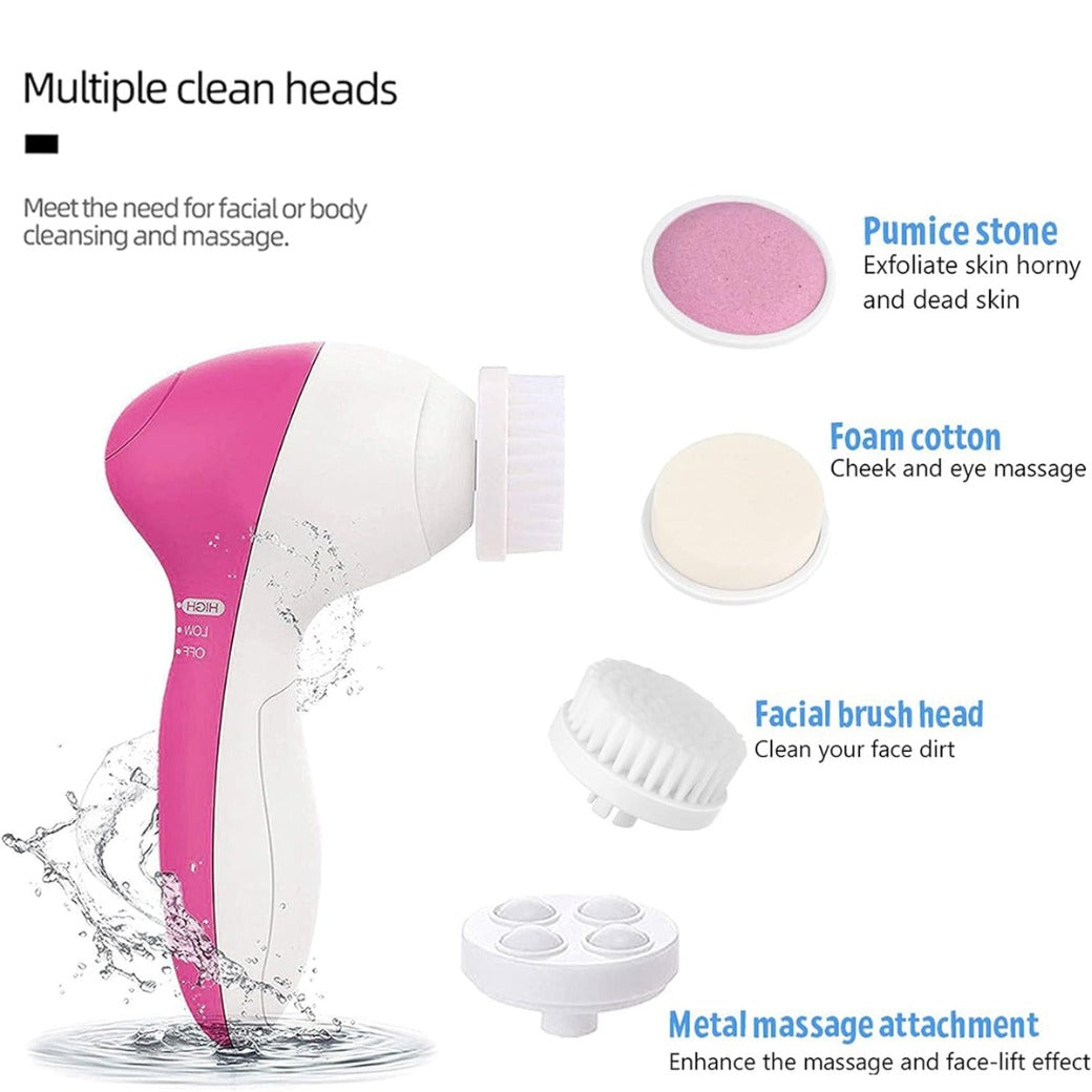 Facial Cleansing Brush Face Brush Electric Face Massager Facial Cleansing Spin Brush Set for Gentle Exfoliating,Removing Blackhead Gift Skincare for Teenage Girl(Pink1)