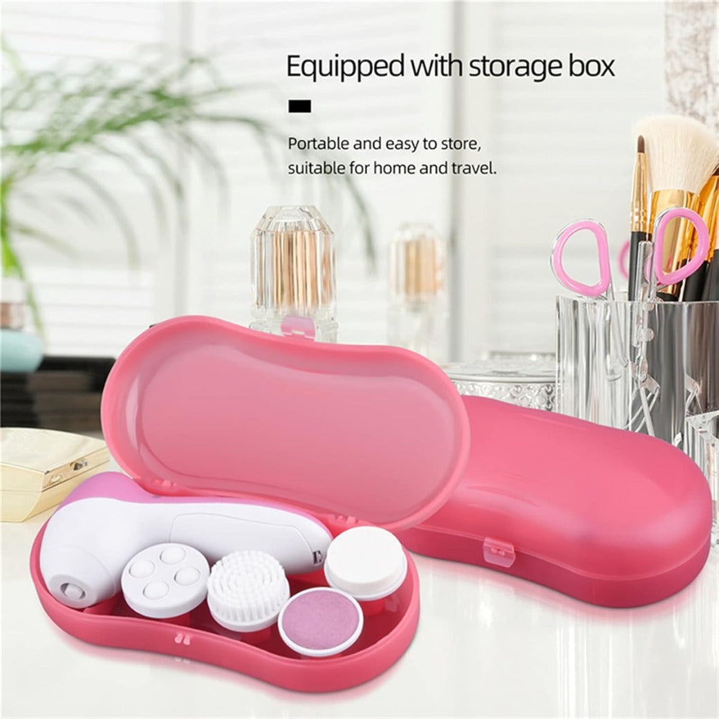 Facial Cleansing Brush Face Brush Electric Face Massager Facial Cleansing Spin Brush Set for Gentle Exfoliating,Removing Blackhead Gift Skincare for Teenage Girl(Pink1)