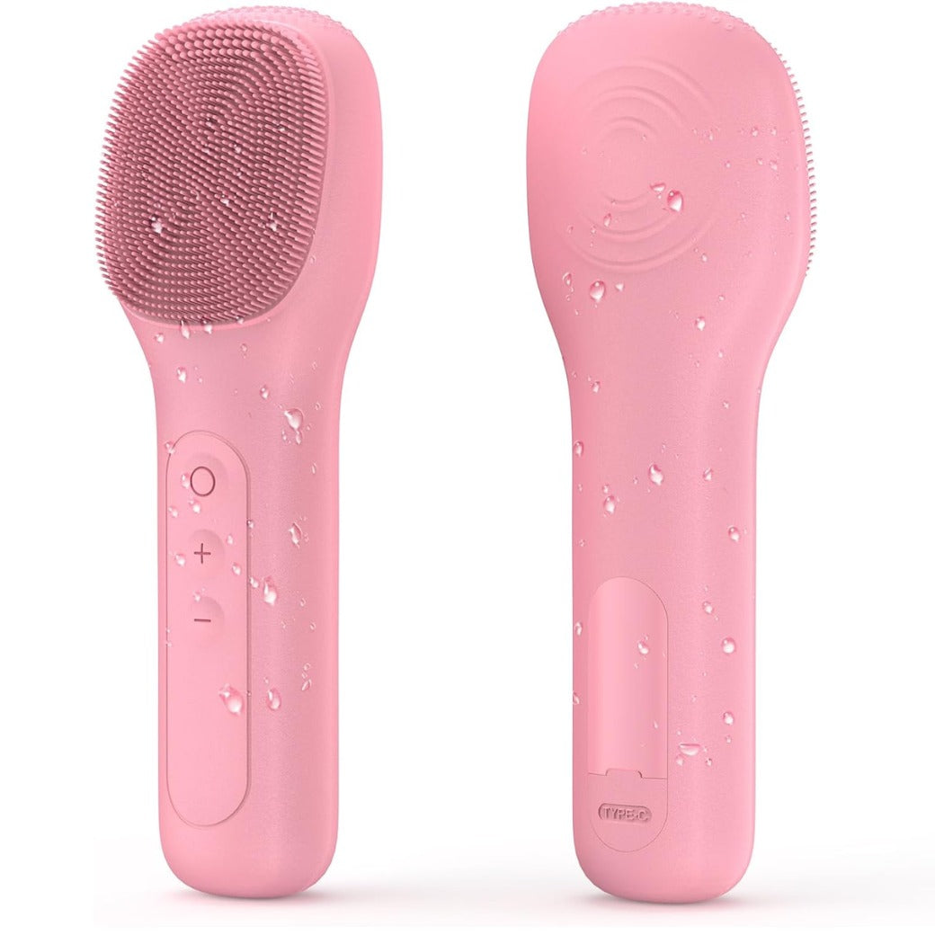 Facial Cleansing Brush Soft Exfoliating Face Wash Brush Pore Deep Cleansing Face Skincare Tool for Massaging Makeup Removal (Pink)