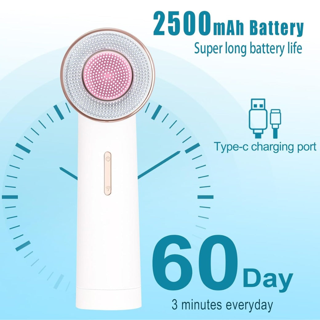 MYCARBON Face Brush IPX7 Waterproof Electric Facial Cleansing Brush Device Beauty Skin Machine for Deep Cleaning/Gentle Exfoliating/Massaging/Tighten Skin(White)