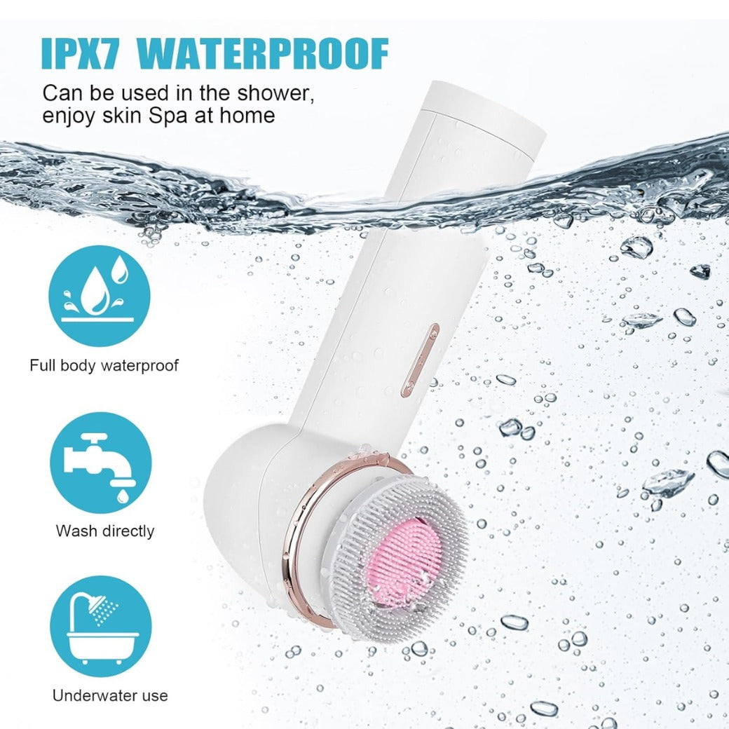 MYCARBON Face Brush IPX7 Waterproof Electric Facial Cleansing Brush Device Beauty Skin Machine for Deep Cleaning/Gentle Exfoliating/Massaging/Tighten Skin(White)