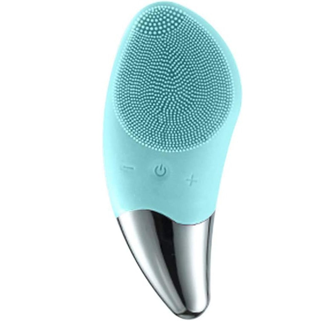 SONGQEE Sonic Facial Cleansing Brush Electric, Waterproof Silicone Face Massager Brush Rechargeable Face Scrubber, Mini Skin Cleanser Exfoliator for Anti-Aging Skincare (Green)