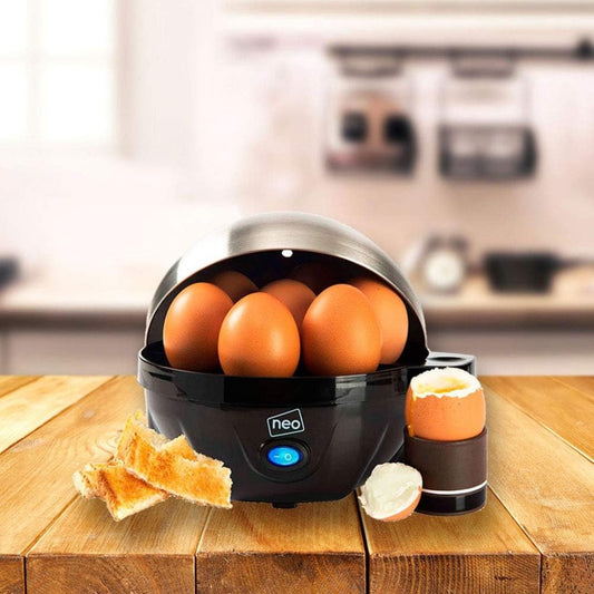 Neo 3-in-1 Electric Egg Cooker & Omelette Maker, Egg Boiler, Poacher & Steamer with Timer, Black & Silver
