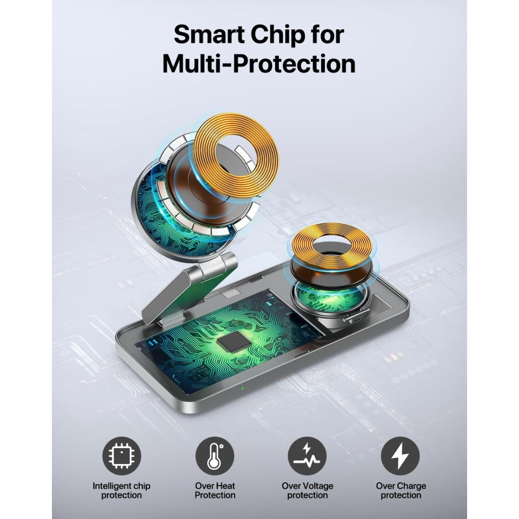 3 in 1 Wireless Charging Station for iPhone Magnetic Portable, Fast Wireless Charger Stand for iPhone Air/17/16/15/14/13/12