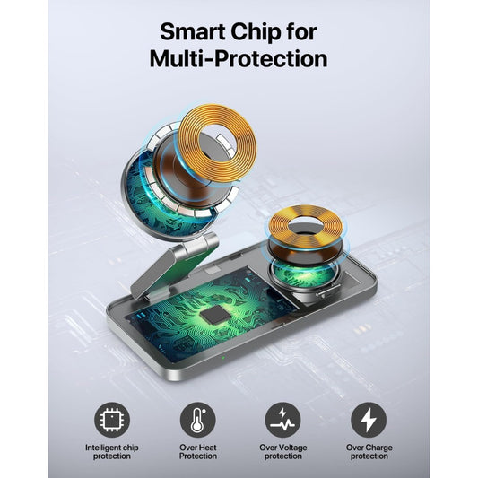 3 in 1 Wireless Charging Station for iPhone Magnetic Portable, Fast Wireless Charger Stand for iPhone Air/17/16/15/14/13/12