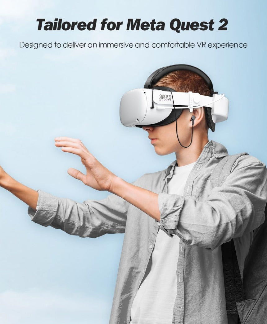 SUPERUS Elite Strap Replacement for Meta/Oculus Quest 2 - Enhanced Comfort, Reduce Head Pressure - Adjustable Hinge