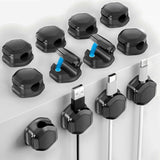 Magnetic Cable Clips (12 Pack) - Self Adhesive Cable Organisers for Desk, Home, Office & Car - Cable Tidy for Charging Cables, USB Cords, Mouse & Keyboard Wires(12, Black)