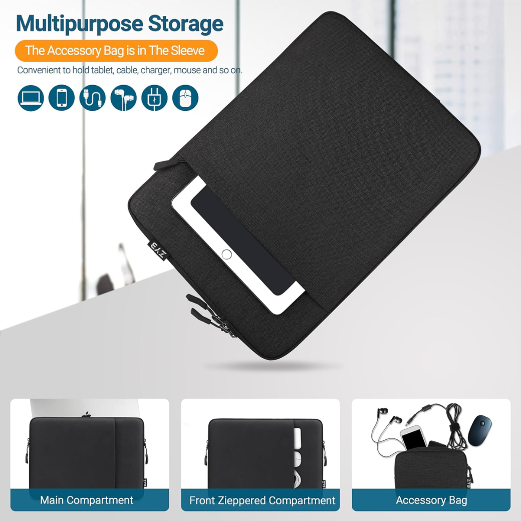 15.6 Waterproof Shockproof Laptop Sleeve with Accessory Bag