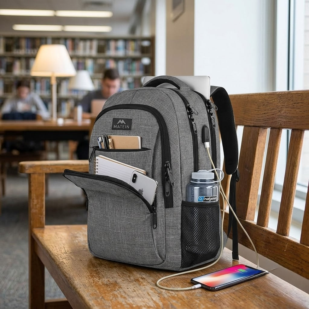 Travel Laptop Backpack Water Resistant Anti-Theft Business Backpack with Laptop Compartment and USB Charging Port for Travel and Office Use