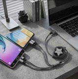 4 in 1 Multi Retractable Charging Cable Fast Charging USB Cable with Lightning, Type-C, Micro USB and USB-A Connectors for Universal Use