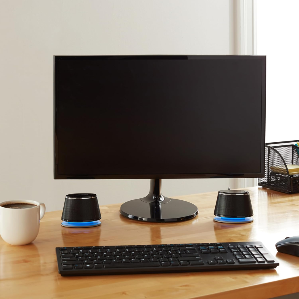 Amazon Basics 2.0 USB-Powered PC Speakers – Black  1 Pair, Black