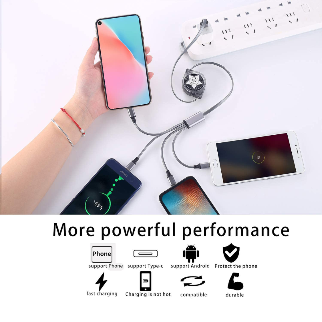 Multi 4 in 1 Retractable Charging Cable
