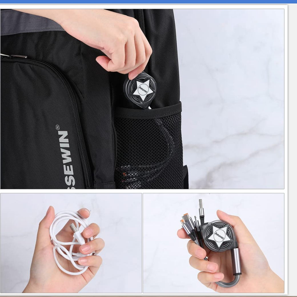 Multi 4 in 1 Retractable Charging Cable