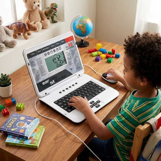 Kids Educational Laptop Toy – 80+ Activities for Learning English, Math, Games & Music – White