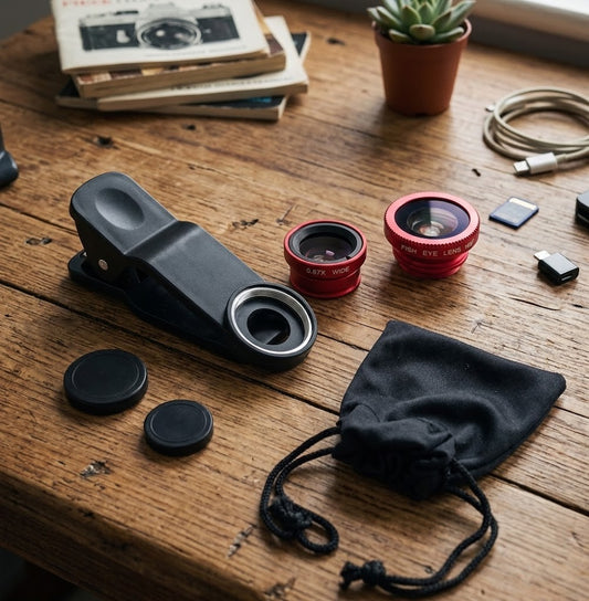 3 in 1 Universal Fisheye Lens Clip-On Camera Lens Kit with Wide Angle, Macro and Fisheye Effects for Smartphones