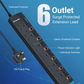 6 Way Surge Protector Power Strip with Individual Switches & LED Indicators