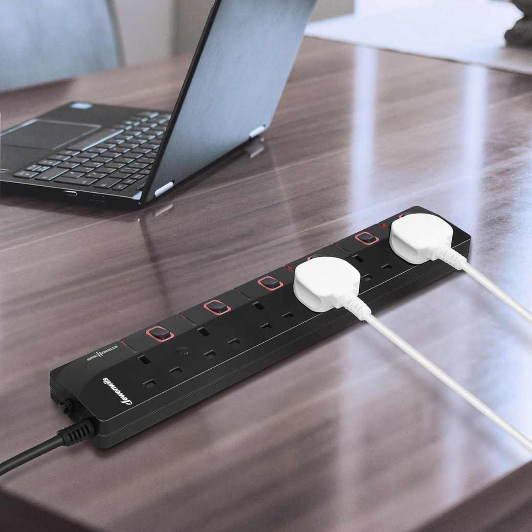 6 Way Surge Protector Power Strip with Individual Switches & LED Indicators