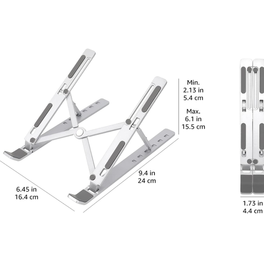 Laptop Stand with 6 Adjustable Angles Ergonomic Foldable Laptop Riser for Desk, Bed and Office Use with Anti-Slip Design