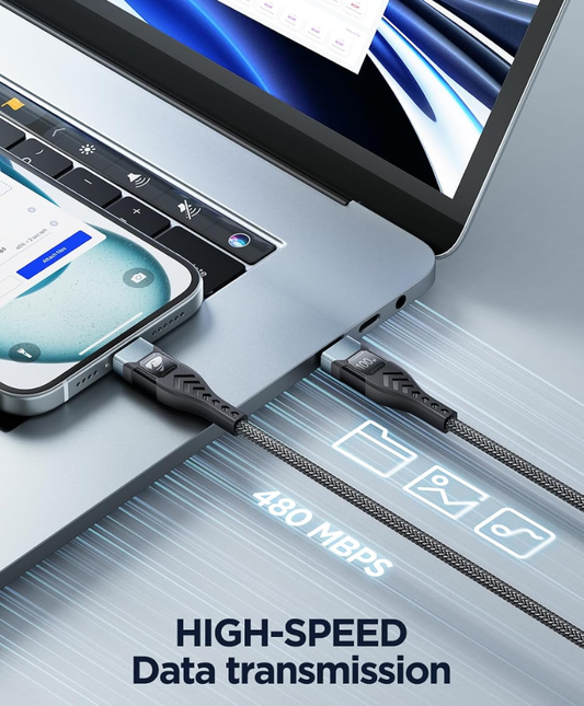 USB-C to USB-C Fast Charging Cable 2 Pack High-Speed Data Sync Cord for Phones, Tablets and Laptops Durable Nylon Braided Design