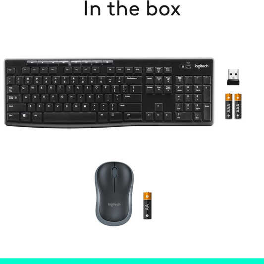 Logitech MK270 Wireless Keyboard and Mouse Combo for Windows Reliable 2.4GHz Connection with Long Battery Life and Plug-and-Play Setup