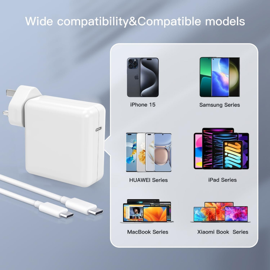 61W USB-C Charger for MacBook Fast Charging Power Adapter Compatible with MacBook Air/Pro and Other USB-C Laptops
