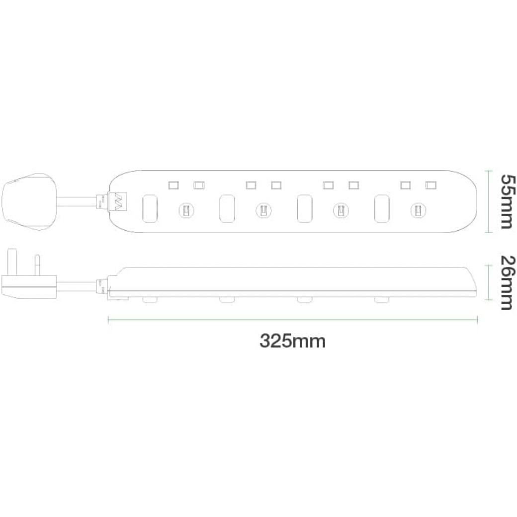 Four Socket Extension Lead