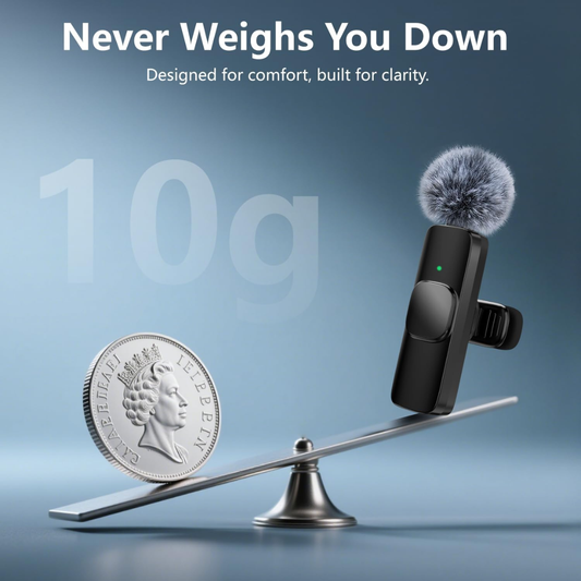 Wireless Lavalier Microphone for iPhone & Android Clip-on Lapel Mic with Noise Reduction and Plug & Play Connectivity