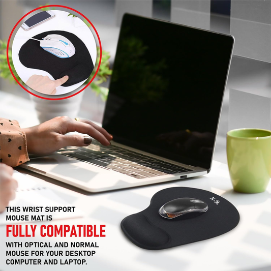 Black Anti-Slip Comfort Mouse Mat Large Gaming and Office Mouse Pad with Smooth Surface