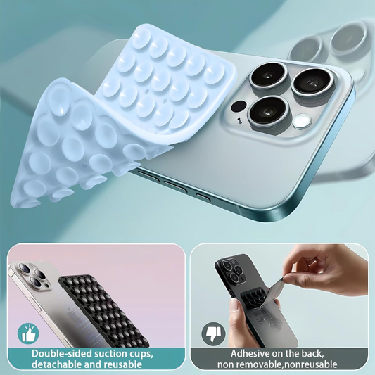 Double-Sided Silicone Suction Phone Case Detachable Mount Strong Grip Anti-Slip Phone Holder Case for Hands-Free Use and Smooth Surfaces