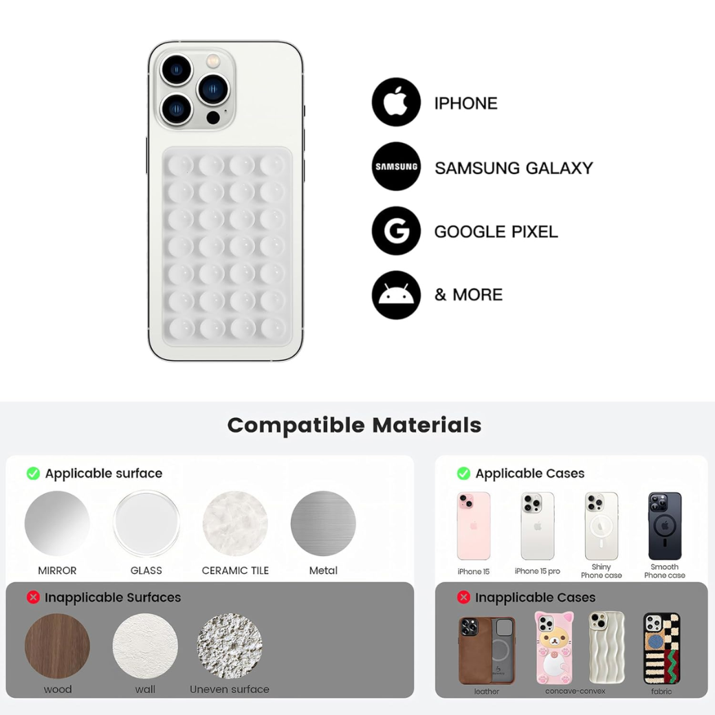 Double-Sided Silicone Suction Phone Case – Detachable Mount