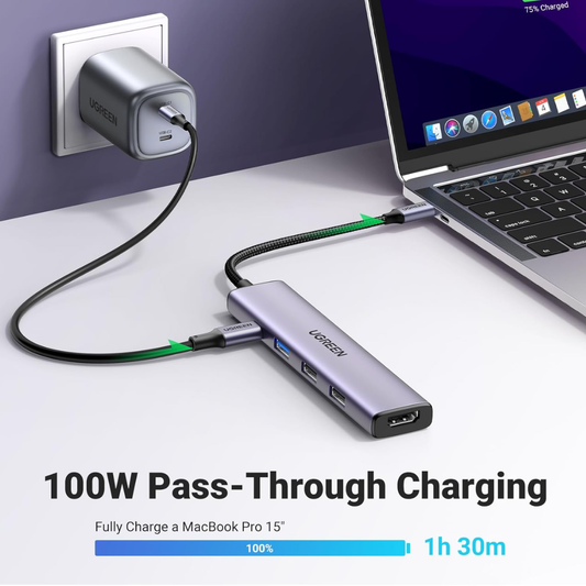 UGREEN Revodok USB-C Hub Multiport Adapter with USB 3.0, HDMI and Card Reader for Laptop and MacBook Connectivity